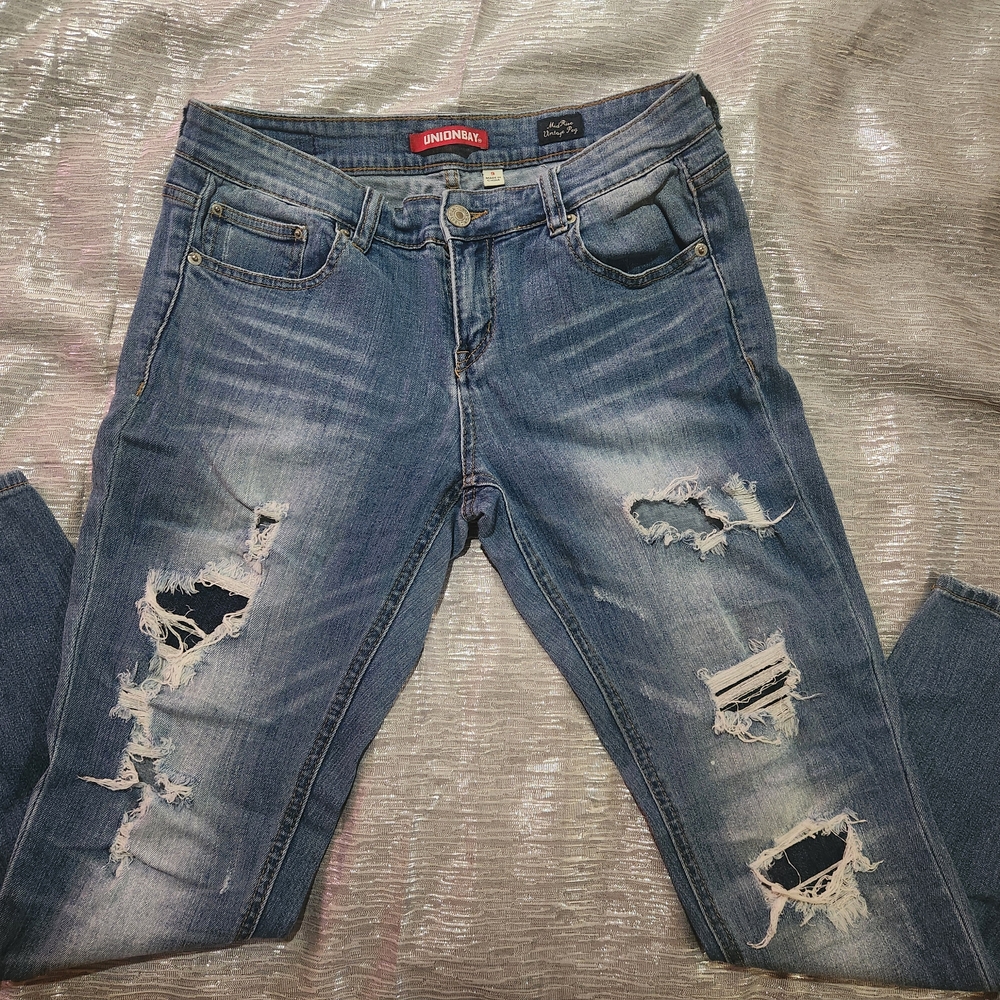 Unionbay Women's Distressed Blue Jeans